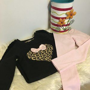Two Piece Child Animal Heart Print Outfit